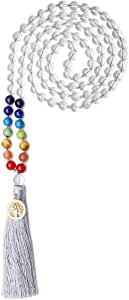 coai Collar Mala 108 Cuentas de Piedras Naturales Anudadas