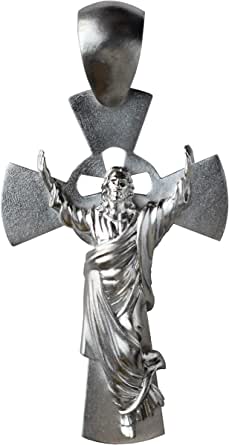 KAPRIBE Colgante crucifijo de plata maciza 925 cristiano con cruz de ascenso Jesú.
