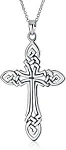 Unisex Religioso Vikingo Irlandés Celta Knot Twisted Cruz Eterna Collar Colgante Para Mujeres Hombres .925 Plata De Ley