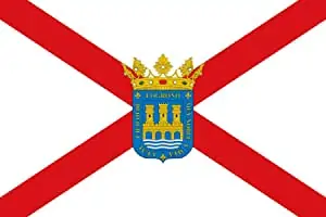 magFlags Bandera Large Ciudad de Logroño es La Rioja - España Según la descripción Paño Blanco de Proporciones 2/3 con una Cruz de San Andrés roja y el escud