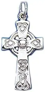 Plata Colgante Cruz Celta Plata de Ley 925 Contraste Todo Cadena Largos